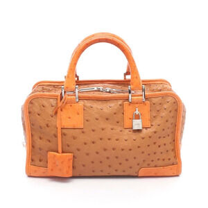 Loewe Amazona Handbag Ostrich Leather Brown Orange Tones